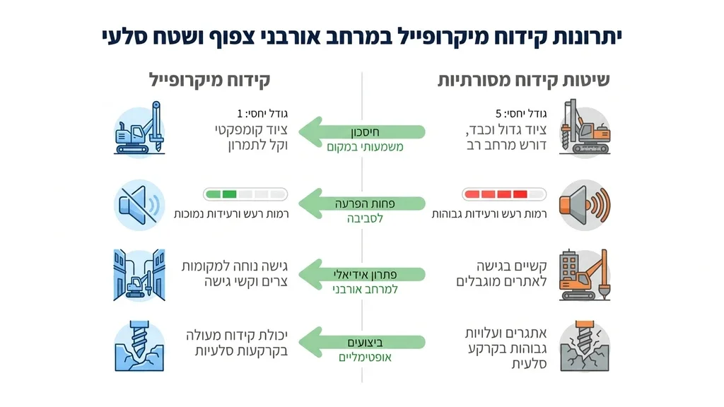 נוצר על ידי מודל בינה מלאכותית Gemini Pro ביצוע קידוחי מיקרופייל בשטח עירוני מוגבל